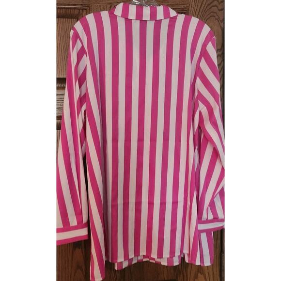 Linea by Louis Dell'Olio Pink & White Striped Button-Up Blouse Sz XL - Picture 5 of 8